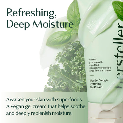Hersteller Wonder Veggie Hydrating Gel Cream, Vegan K-Beauty Face Moisturizer with 72% Kale Extract, Lightweight Non-Sticky 24H Hydration for Sensitive Skin, Value Size, 2.7 fl oz / 80ml - Maple Wellness Supplements