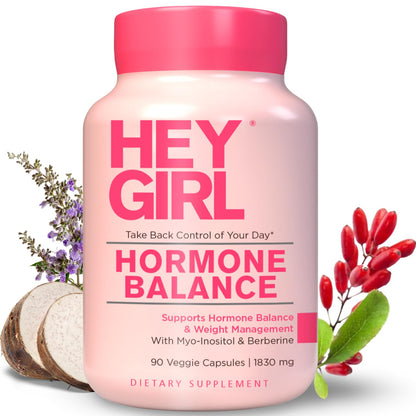 Hey Girl Hormone Balance for Women – 13-in-1 Menopause, PMS & Cycle Support – Mood & Hot Flash Support – w Myo-Inositol, Berberine, Maca Root, Black Cohosh, DIM, Dong Quai - Maple Wellness Supplements
