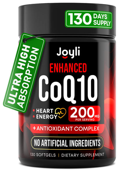 High Absorption CoQ10 200MG - Co Q10, 200mg Softgels for Heart Health & Energy Production - Enhanced Co Q 10 Supplement with Antioxidants and Flaxseed Oil - CoQ10 200 mg Per Serving - Maple Wellness Supplements