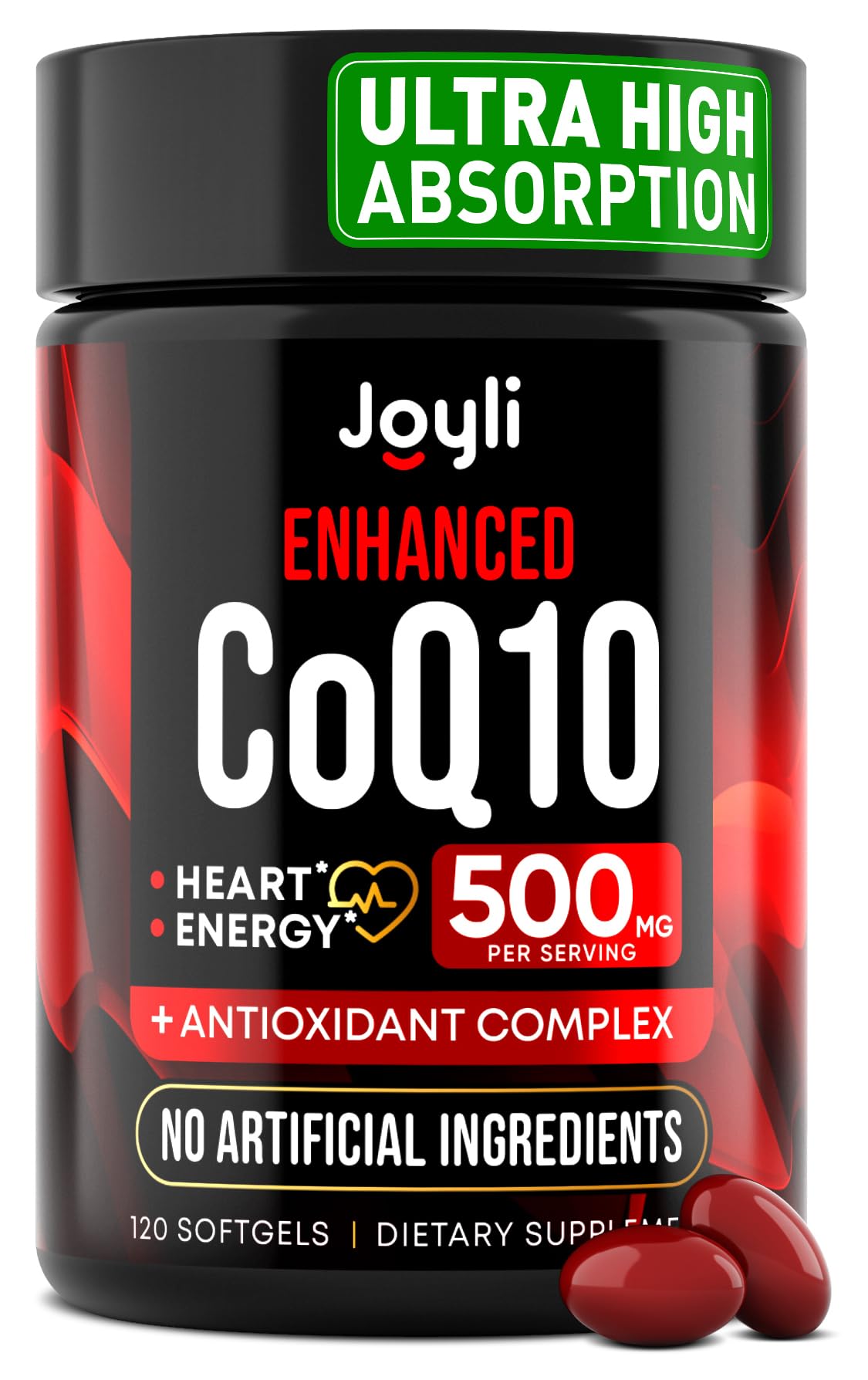 High Absorption CoQ10 500MG - Co Q 10 Supplement 120 Softgels for Heart Health&Energy Production - Enhanced CoQ10 Nutritional Supplements with Coenzyme Q10 - Alternative to coq10 400mg softgels - Maple Wellness Supplements