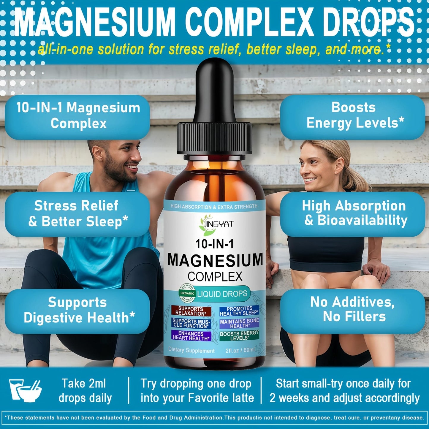 High Absorption Magnesium Complex Drops | 10-in-1 Liquid Magnesium Complex for Women & Men with Glycinate,Citrate,Taurate | for Stress Relief,Sleep,Heart Health | Vegan,Non-GMO,Fast-Acting Formula - Maple Wellness Supplements