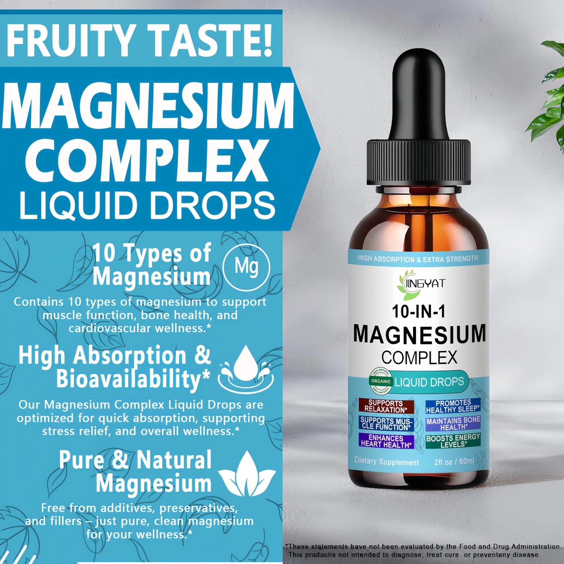 High Absorption Magnesium Complex Drops | 10-in-1 Liquid Magnesium Complex for Women & Men with Glycinate,Citrate,Taurate | for Stress Relief,Sleep,Heart Health | Vegan,Non-GMO,Fast-Acting Formula - Maple Wellness Supplements