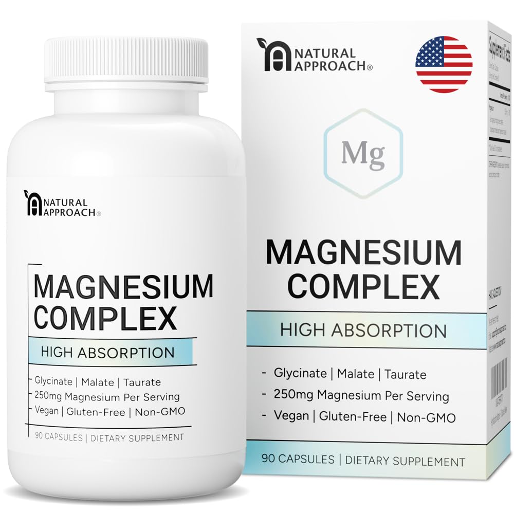 High Absorption Magnesium Complex with Glycinate, Malate & Taurate - Premium Magnesium Supplement for Sleep, Relaxation, Leg Cramps & Stress Relief - 100% Chelated & Easy On The Gut - 90 Capsules - Maple Wellness Supplements