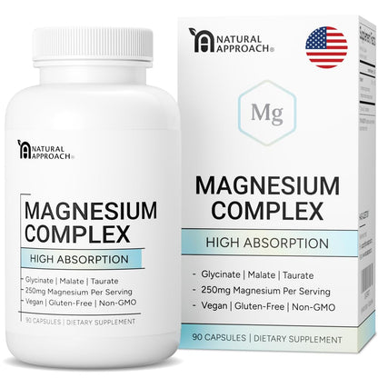 High Absorption Magnesium Complex with Glycinate, Malate & Taurate - Premium Magnesium Supplement for Sleep, Relaxation, Leg Cramps & Stress Relief - 100% Chelated & Easy On The Gut - 90 Capsules - Maple Wellness Supplements