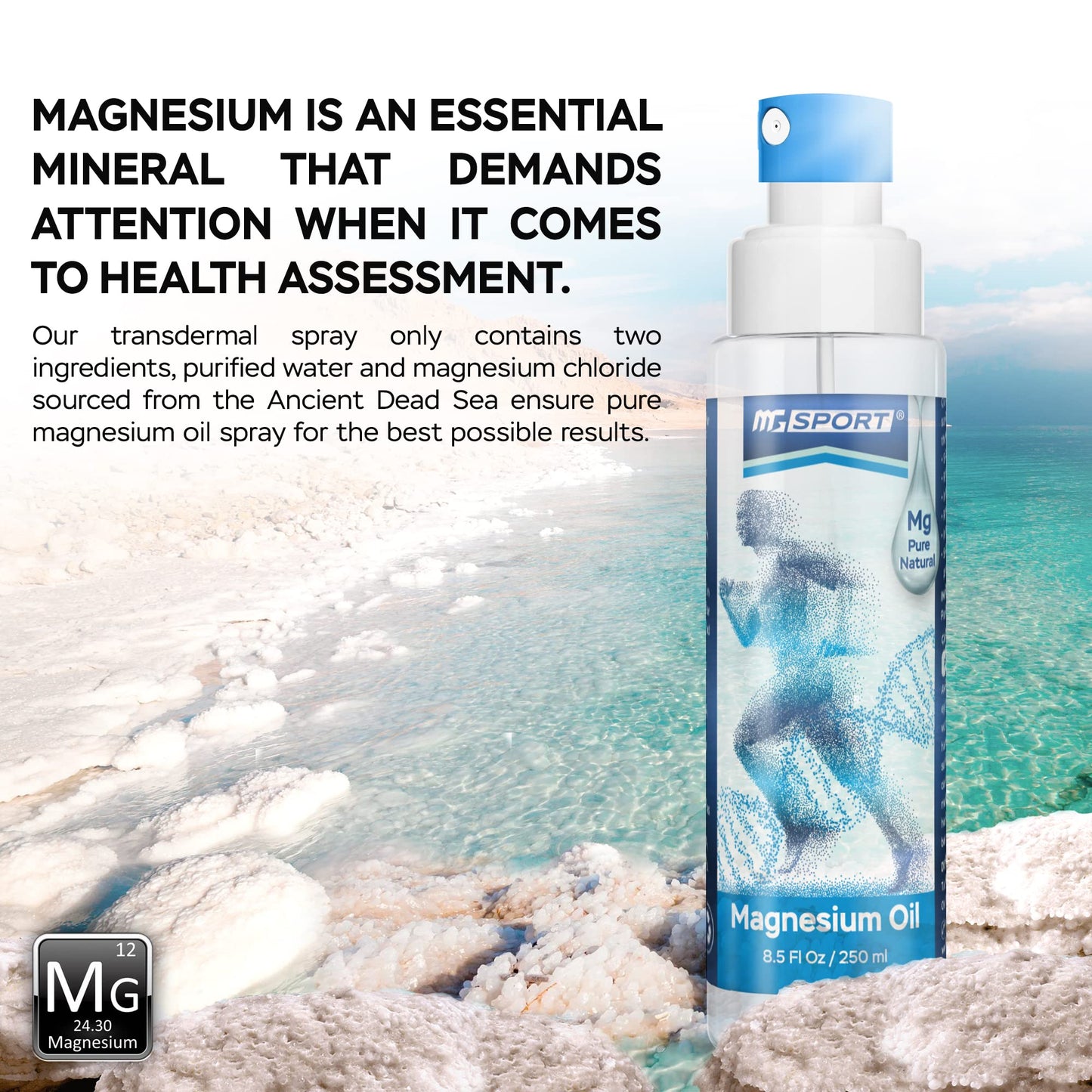 High Absorption Pure Magnesium Oil Spray – 250 ml – 100% Pure Magnesium Chloride - Maple Wellness Supplements