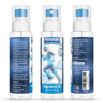 High Absorption Pure Magnesium Oil Spray – 250 ml – 100% Pure Magnesium Chloride - Maple Wellness Supplements