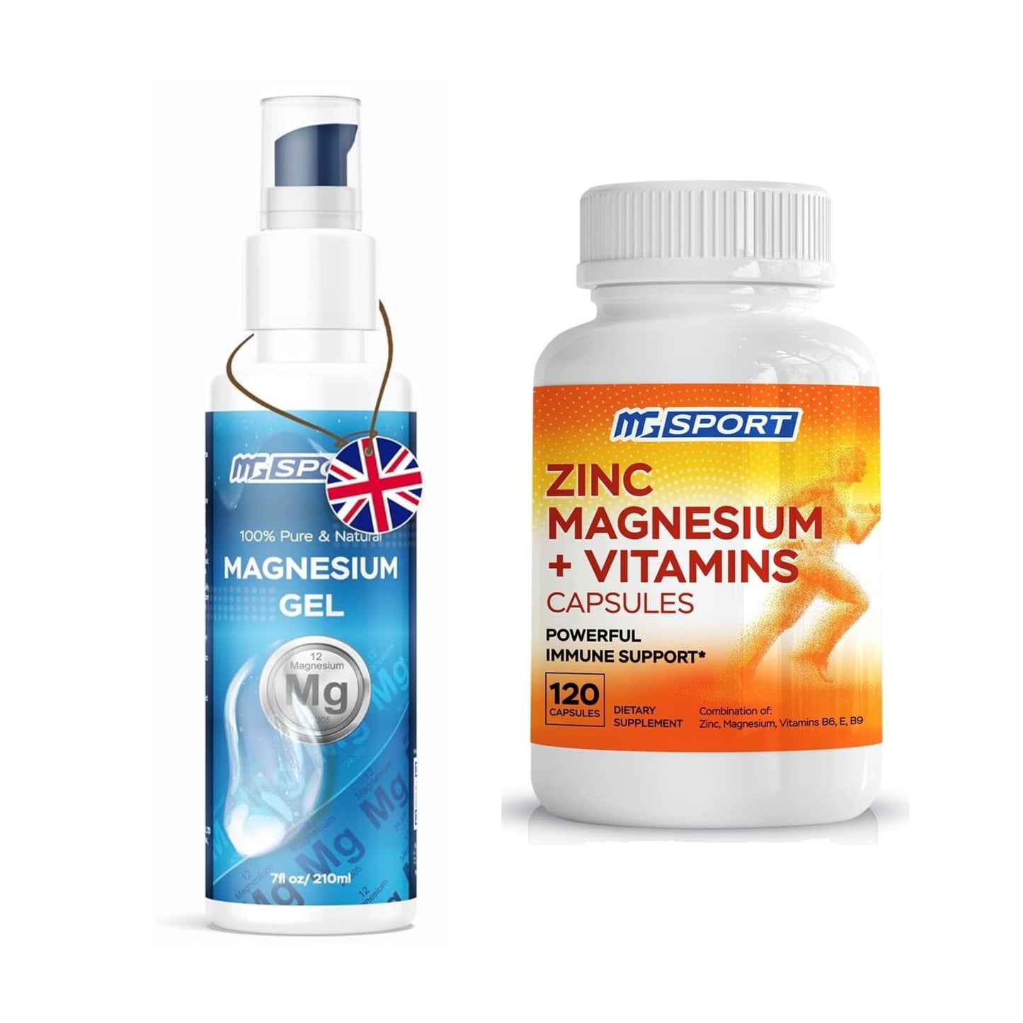High Absorption Zinc and Magnesium Bundle for Muscle Recovery - Zinc Supplement and Transdermal Magnesium Gel for Leg Cramps - Maple Wellness Supplements