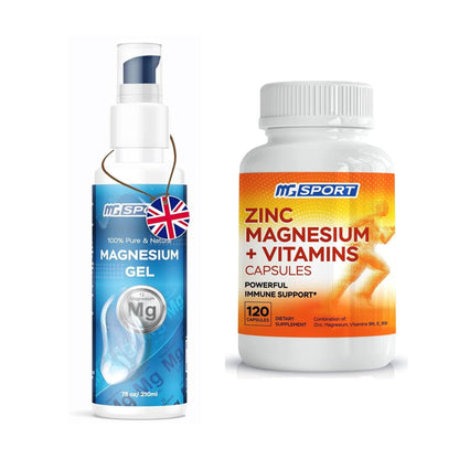 High Absorption Zinc and Magnesium Bundle for Muscle Recovery - Zinc Supplement and Transdermal Magnesium Gel for Leg Cramps - Maple Wellness Supplements