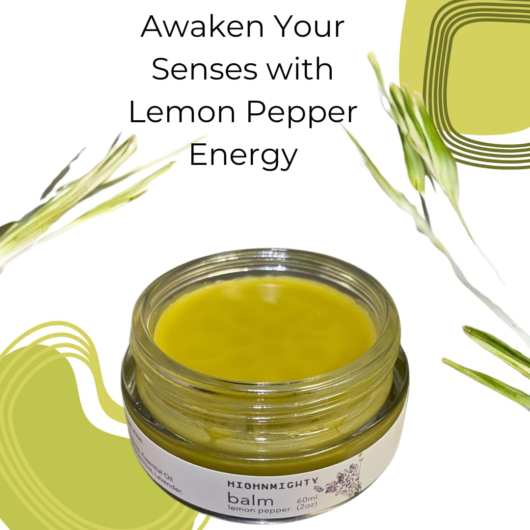 Highnmighty Maximum Strength Lemon Pepper Hemp Balm Salve | Daytime Relief, Relaxing, Natural, Fast-Acting Topical Cream for Muscle Joint Back Knee Shoulder Neck Elbow Hand Foot Relief, 60ml (2oz) - Maple Wellness Supplements