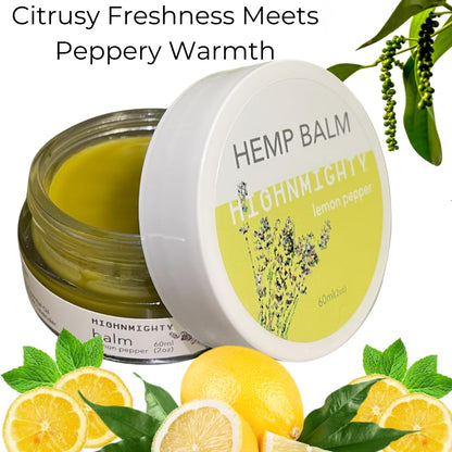 Highnmighty Maximum Strength Lemon Pepper Hemp Balm Salve | Daytime Relief, Relaxing, Natural, Fast-Acting Topical Cream for Muscle Joint Back Knee Shoulder Neck Elbow Hand Foot Relief, 60ml (2oz) - Maple Wellness Supplements