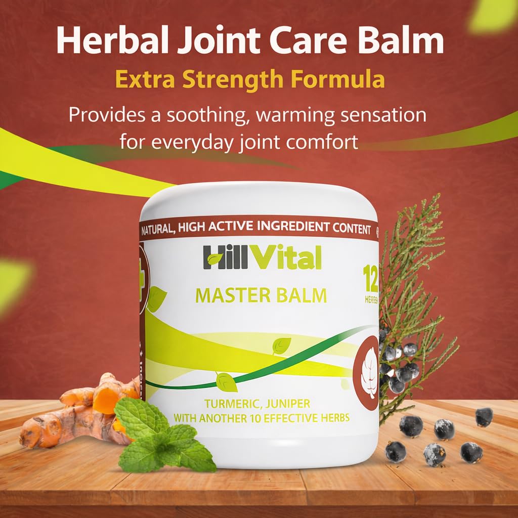 HillVital Herbal Joint Care Balm – Soothing Arnica & Turmeric Blend for Muscles & Joints – Lightweight Herbal Cooling Gel with Mint & Rosemary – Fast-Absorbing Natural Topical Cream - Maple Wellness Supplements