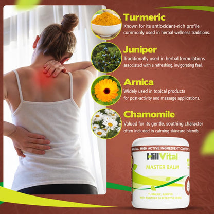 HillVital Herbal Joint Care Balm – Soothing Arnica & Turmeric Blend for Muscles & Joints – Lightweight Herbal Cooling Gel with Mint & Rosemary – Fast-Absorbing Natural Topical Cream - Maple Wellness Supplements