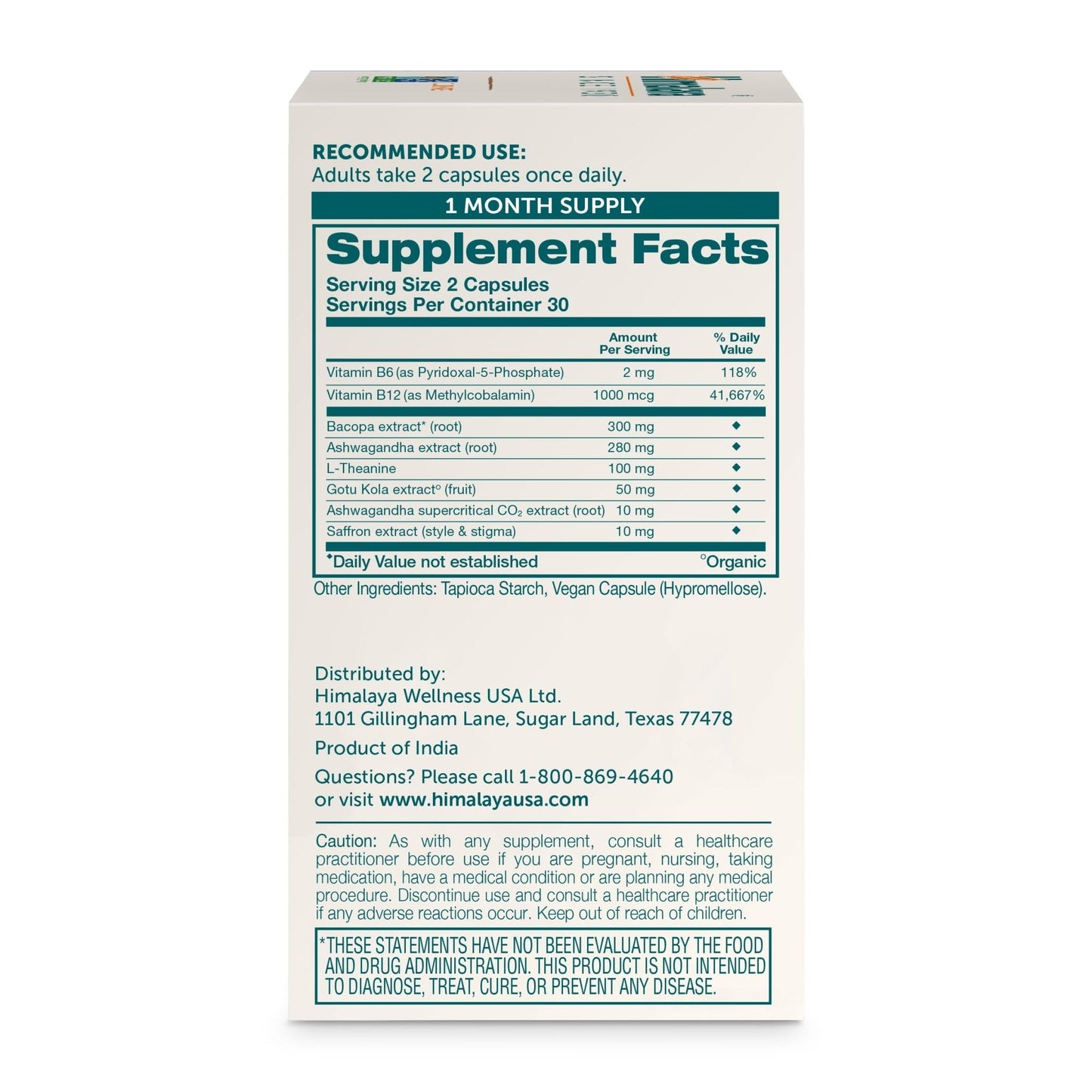 Himalaya Focused Mind Supplement, with Ashwagandha, Bacopa & L-Theanine for Attention, Focus and Energy Support, 60 Vegan Capsules, Gluten Free, 1 Month Supply - Maple Wellness Supplements