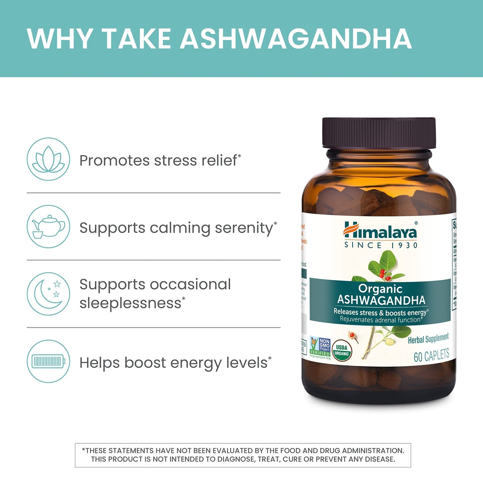 Himalaya Organic Ashwagandha Root, 2 Month Supply - Herbal Adrenal Support Supplements for Stress Relief and Energy Support - USDA Organic, Non-GMO, Vegan - Maple Wellness Supplements