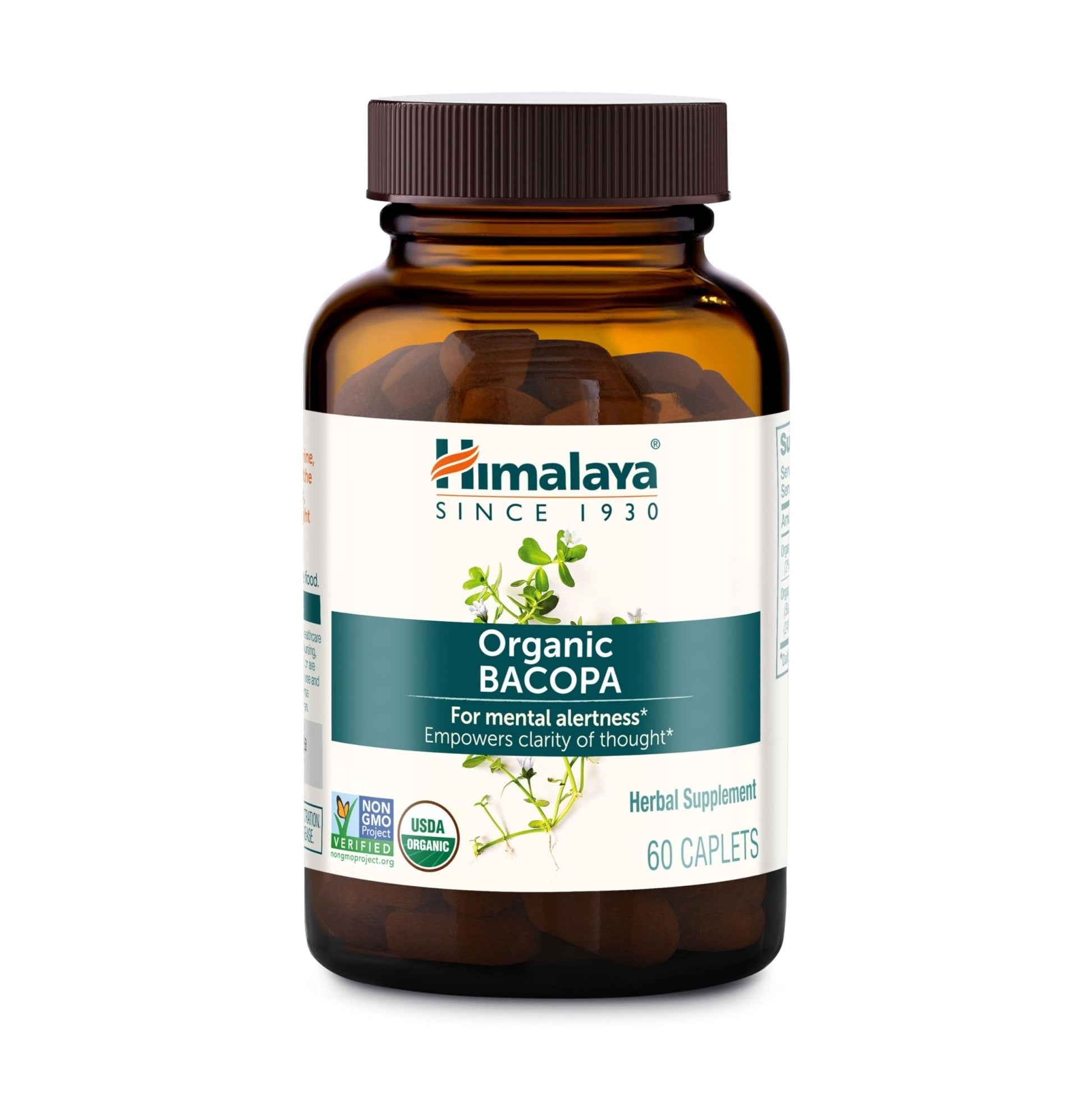 Himalaya Organic Bacopa Monnieri Nootropic Herbal Supplement, Supports Calm, Memory, Cognition, USDA Certified Organic, Non-GMO, 750 mg - Maple Wellness Supplements