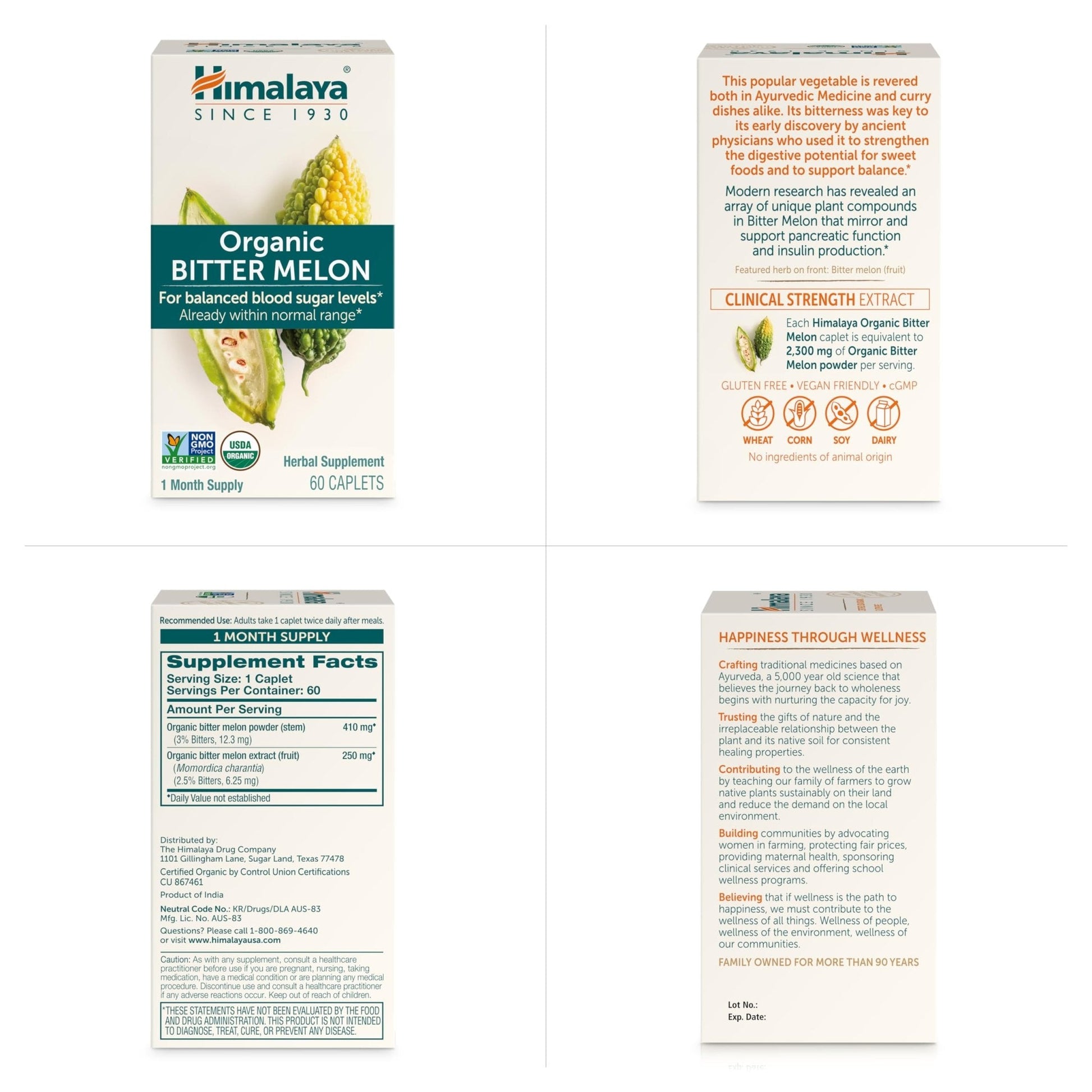 Himalaya Organic Bitter Melon - Herbal Glucose Metabolism Support - USDA Organic, Non-GMO, Vegan, Gluten Free - Maple Wellness Supplements
