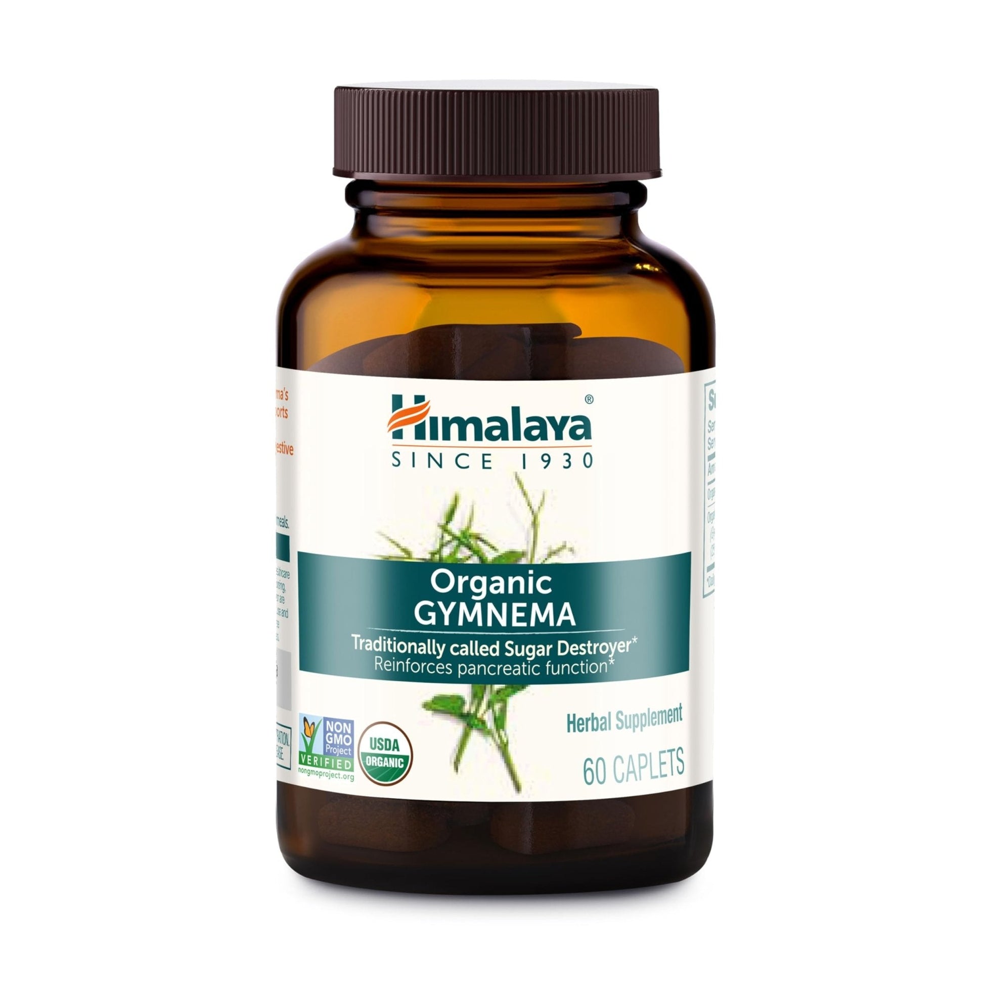 Himalaya Organic Gymnema Sylvestre – Herbal Glucose Metabolism Support - USDA Organic, Non-GMO, Vegan, Gluten Free, Additive Free, 700 mg, 60 Caplets - Maple Wellness Supplements