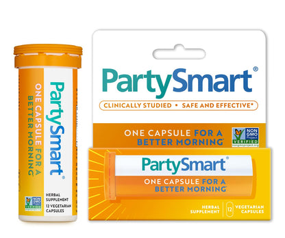 Himalaya PartySmart, 12 Capsule Tube - Alcohol Breakdown Liver Support for a Better Morning After Drinking - Plant Based, Vegan, Non-GMO - Maple Wellness Supplements