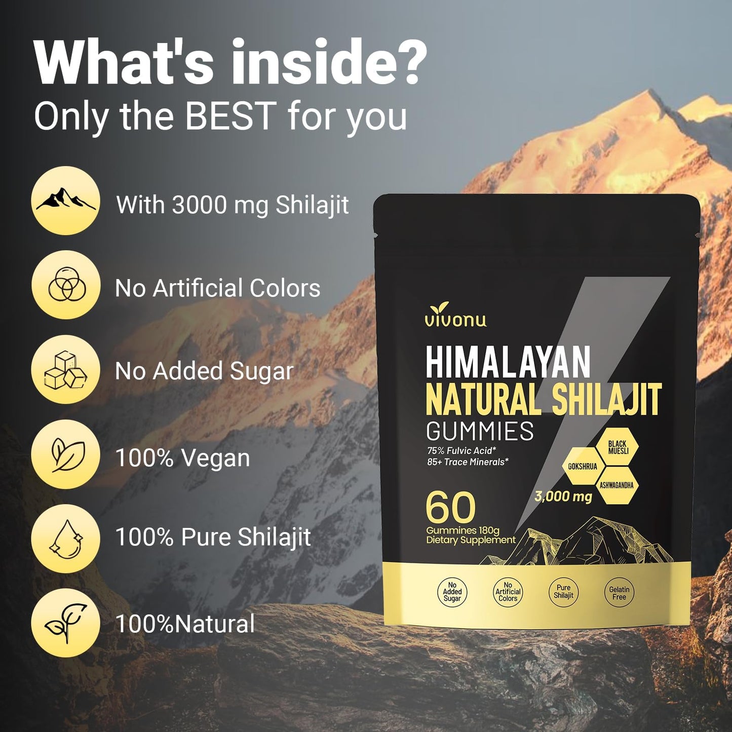 Himalayan9 Shilajit Gummies with Ashwagandha & Gokshura | 85+ Trace Minerals & Fulvic Acid | Organic, Non-GMO Micronutrient Supplement - Maple Wellness Supplements