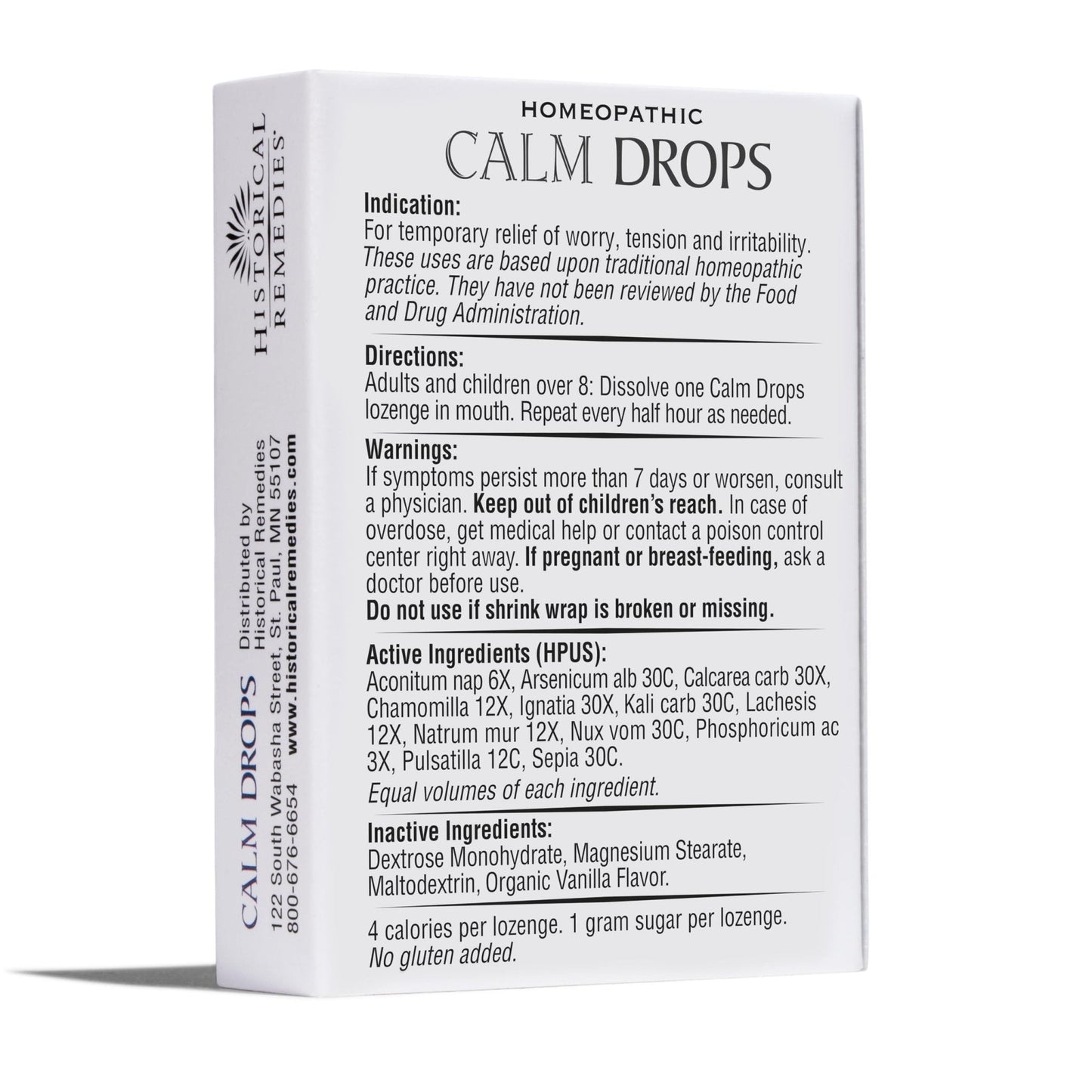 Historical Remedies Calm Drops Homeopathic Lozenges (1 Pack)| Natural Care for Emotional Stress Relief, Vegan & Gluten-Free Organic Vanilla Flavor Drops to Promote Relaxation and a Sense of Calm - Maple Wellness Supplements