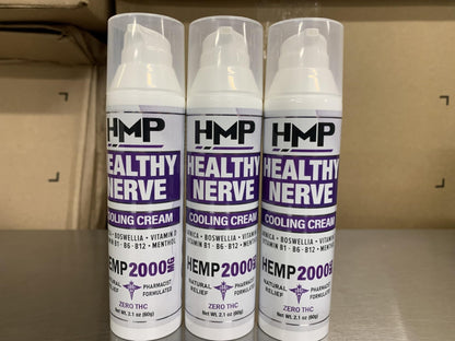 HMP BRANDS Neuropathy Cream Nerve Hemp Cream 2000mg Maximum Strength for Feet, Hands, Legs, Toes, Back. Natural Arnica, Vitamin D3 B1 B6 B12 w Menthol, Made in USA 2.1oz - Maple Wellness Supplements
