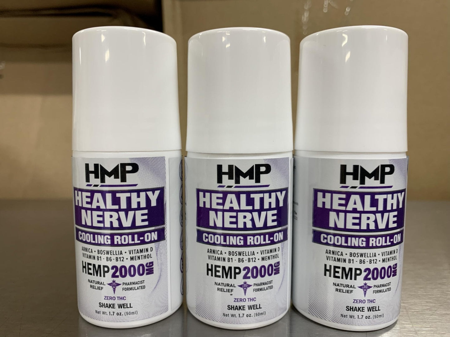 HMP Nerve Roll-On for Feet, Hands, Legs, Toes, Back 2000MG Hemp with Menthol & Arnica, Soothing Cooling Formula, Made in USA, 50ml (1 Pack) - Maple Wellness Supplements