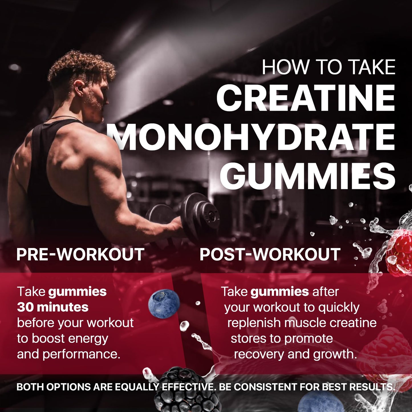 Hofnie Creatine Monohydrate Gummies 5000 mg – Vegan, Sugar-Free Pre Workout Creatine for Men & Women – Raspberry & BlackBerry Flavored Chewable Creatine Monohydrate, 120 Gummies (30-Day Supply) - Maple Wellness Supplements