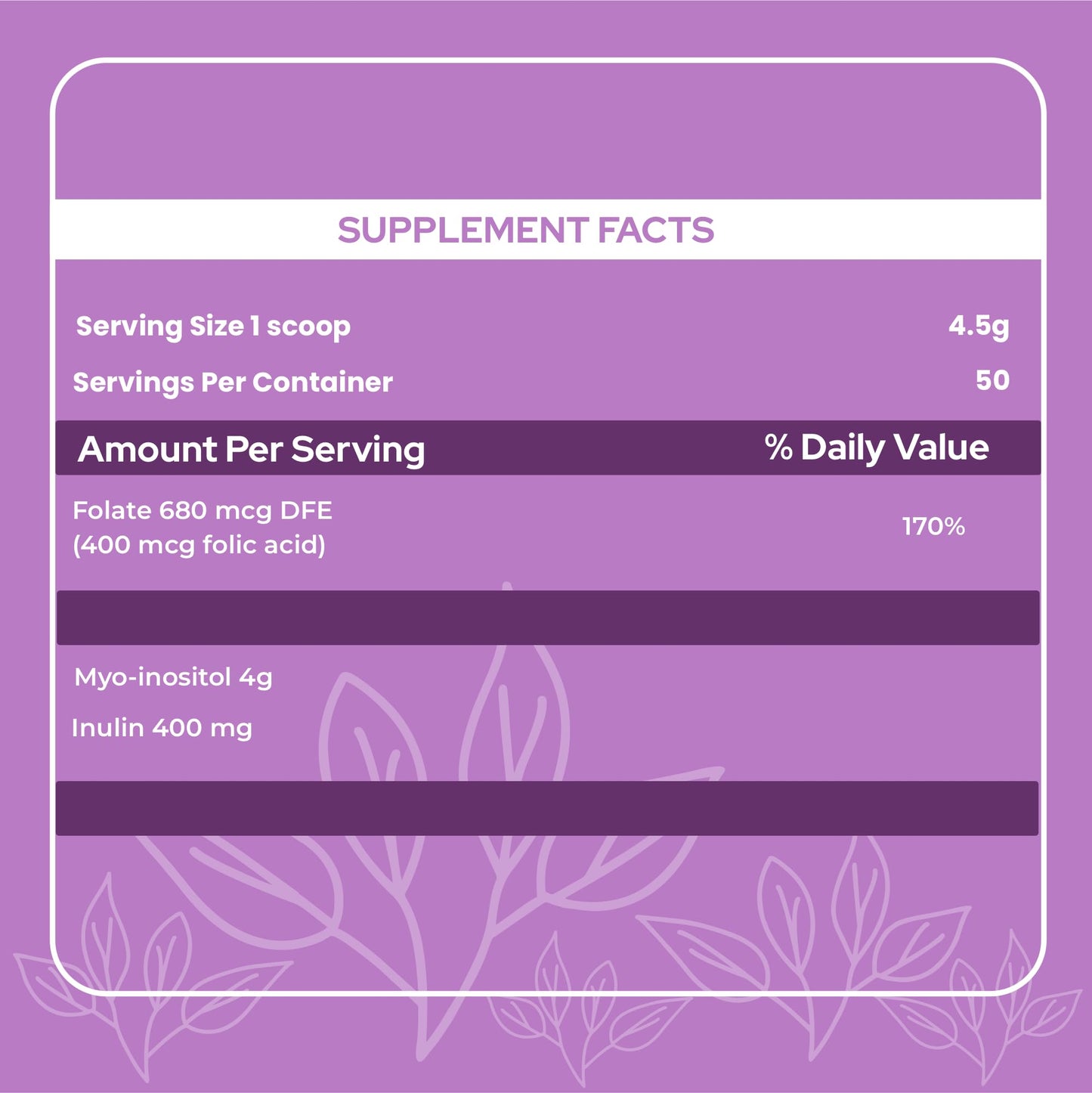 Holiherb 4g Myo Inositol + Folic Acid - Maple Wellness Supplements