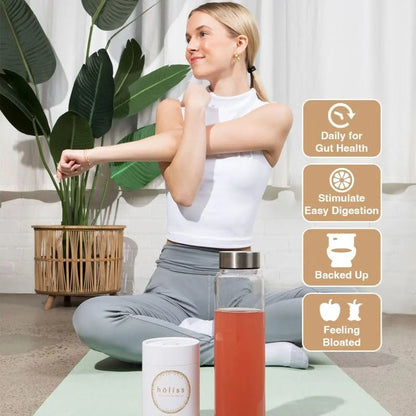 HOLISS Daily Gut Health Kit – 6-in-1 All Natural Supplement, Bloat & Gas Aid, GI Lining Repair, IBS Support – Lemon Balm, L-Glutamine, PepZinGI, Mixed Berry, 30 Servings, Electric Mixer & Spoon - Maple Wellness Supplements