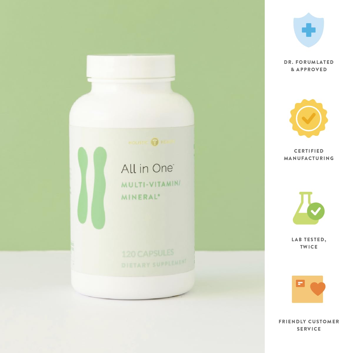 Holistic Health All in ONE Multi Vitamin and Mineral for Antioxidant Boost, Multi Minerals Supplement for Supporting Methylation - Maple Wellness Supplements