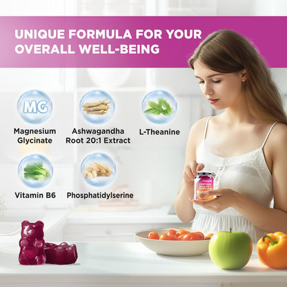 HOLLEGEND Cortisol Supplements for Women Men, Cortisol Gummies with Ashwagandha, Magnesium, L-Theanine, Phosphatidylserine, B6 for Cortisol Detox, Relaxation, Sleep, Focus, Sugar-Free, Vegan, 60 - Maple Wellness Supplements