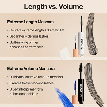 Honest Beauty 2-in-1 Extreme Length Clean Mascara + Lash Primer | Lengthening + Volumizing | Cruelty Free + Safe for Sensitive Eyes | Black, .27 fl oz - Maple Wellness Supplements