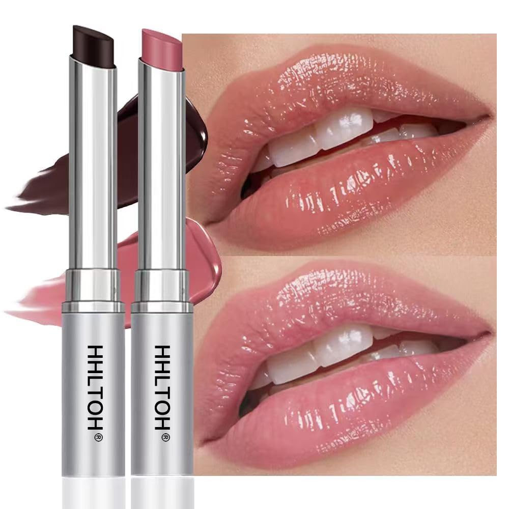 Honey Butter Lipstick Tinted Lip Balm, Shine Moisturizing Plumper Lipstick for Women, Natural Nourishing Hydrating Lip Gloss Stain for Dry Lips, Lightweight Lip Liner Care Makeup, Vegan - Black & Pink - Maple Wellness Supplements