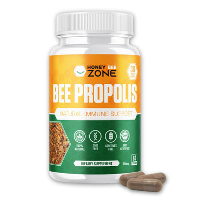 HONEYBEEZONE-Bee Propolis Capsules – 100% Natural Energy and Immune Support Supplement | Non-GMO, Gluten-Free, 60 Easy-to-Swallow Veggie Capsules - Maple Wellness Supplements