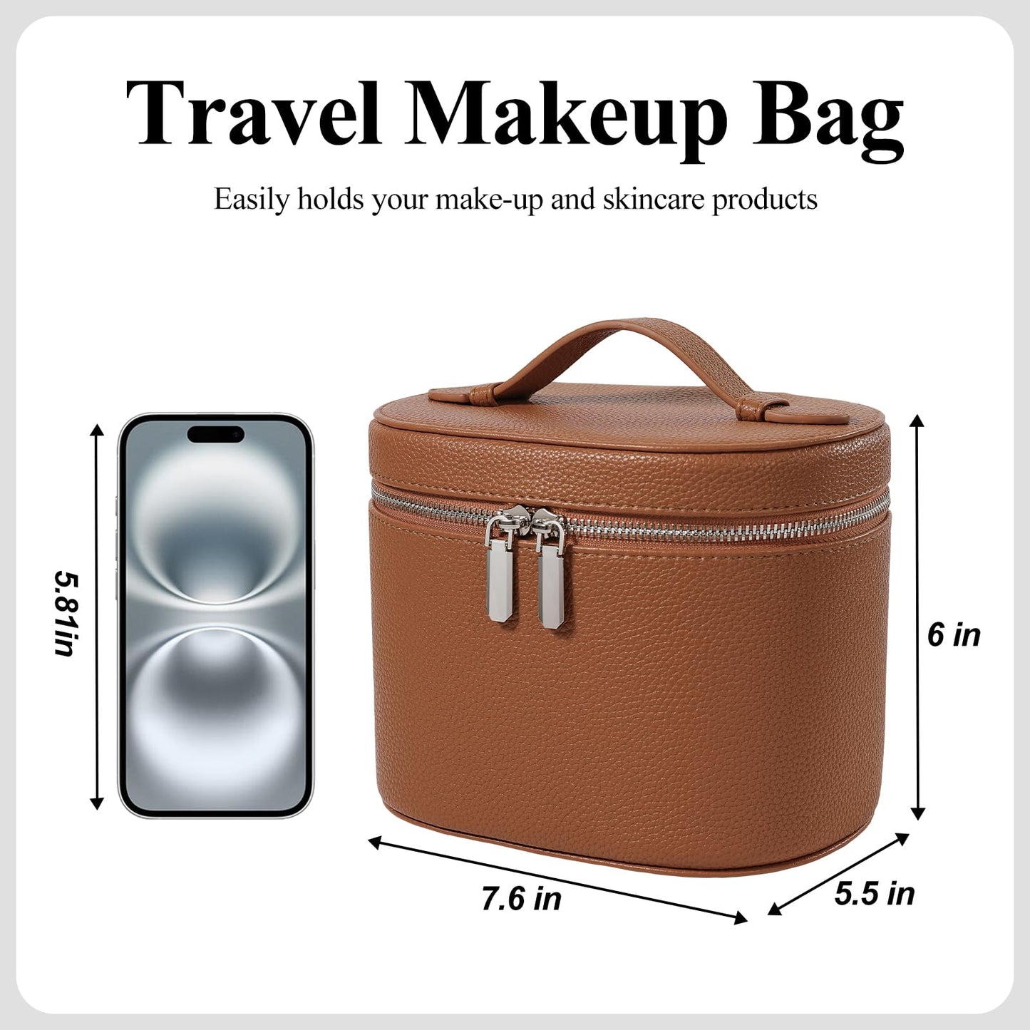 honitty Makeup Bag, Travel Make up Case with Compartments and Handle, Portable Cosmetic Organizer Bags,Toiletry Bag for Women - Maple Wellness Supplements