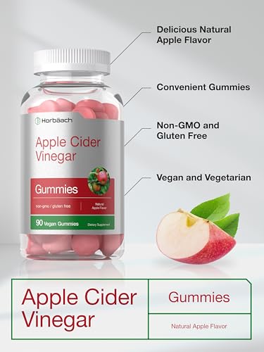 Horbaach Vegan Apple Cider Vinegar Gummies | 90 Count | ACV Supplement | Natural - Maple Wellness Supplements