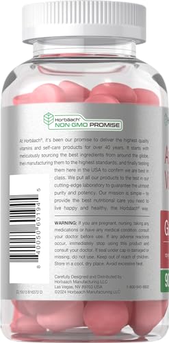 Horbaach Vegan Apple Cider Vinegar Gummies | 90 Count | ACV Supplement | Natural - Maple Wellness Supplements