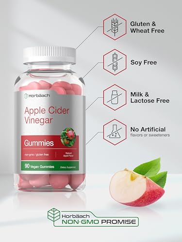 Horbaach Vegan Apple Cider Vinegar Gummies | 90 Count | ACV Supplement | Natural - Maple Wellness Supplements