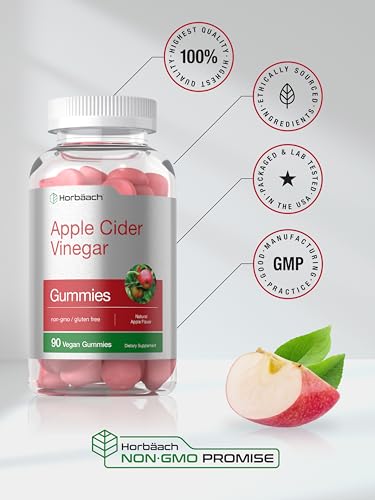 Horbaach Vegan Apple Cider Vinegar Gummies | 90 Count | ACV Supplement | Natural - Maple Wellness Supplements