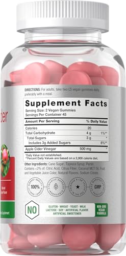 Horbaach Vegan Apple Cider Vinegar Gummies | 90 Count | ACV Supplement | Natural - Maple Wellness Supplements