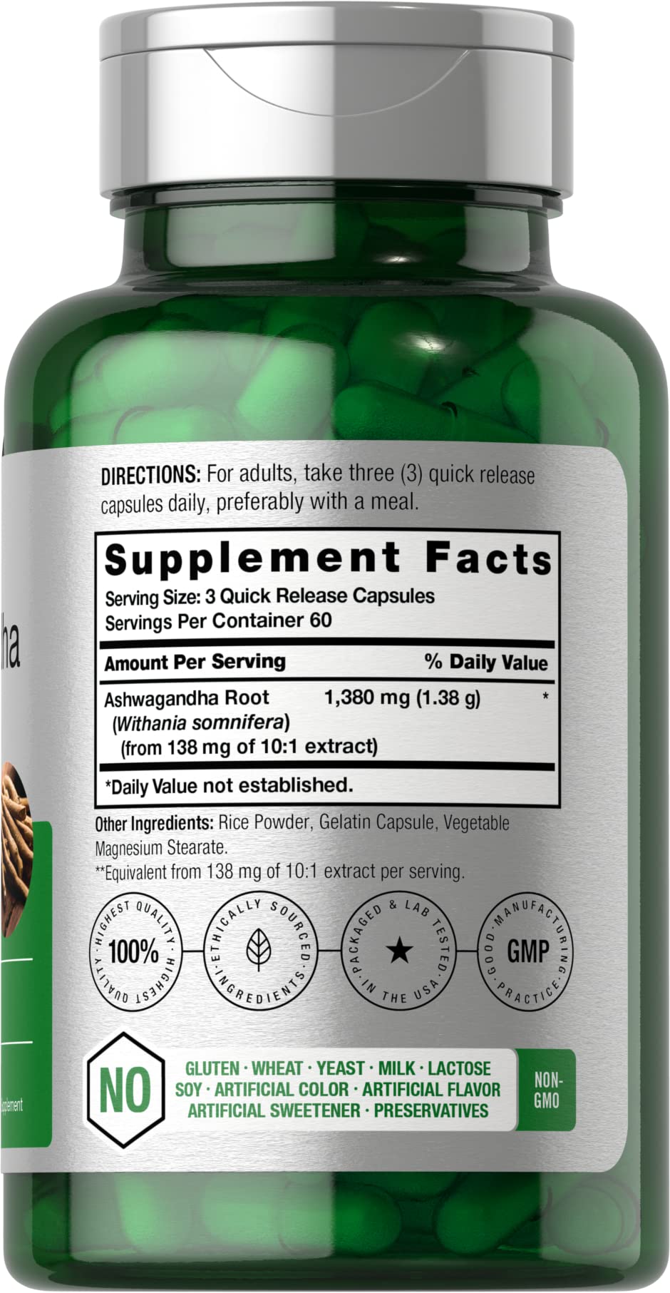Horbäach Ashwagandha Root Supplement | 180 Capsules | for Women and Men | Herbal Extract | Non-GMO, Gluten Free - Maple Wellness Supplements