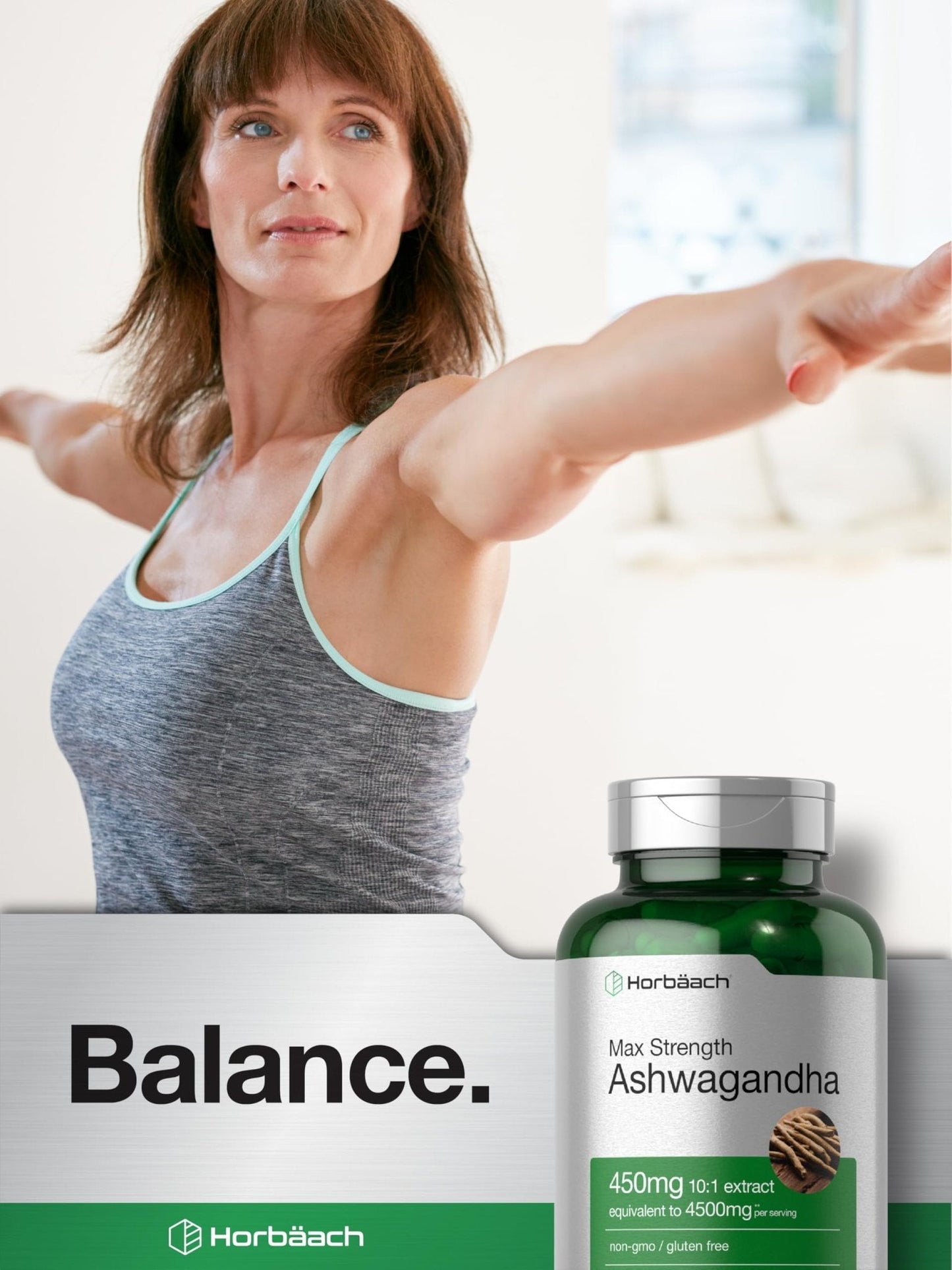 Horbäach Ashwagandha Supplement | Max Strength | 120 Capsules | Non-GMO, Gluten Free - Maple Wellness Supplements