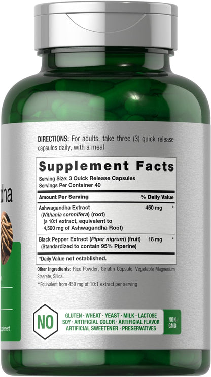Horbäach Ashwagandha Supplement | Max Strength | 120 Capsules | Non-GMO, Gluten Free - Maple Wellness Supplements