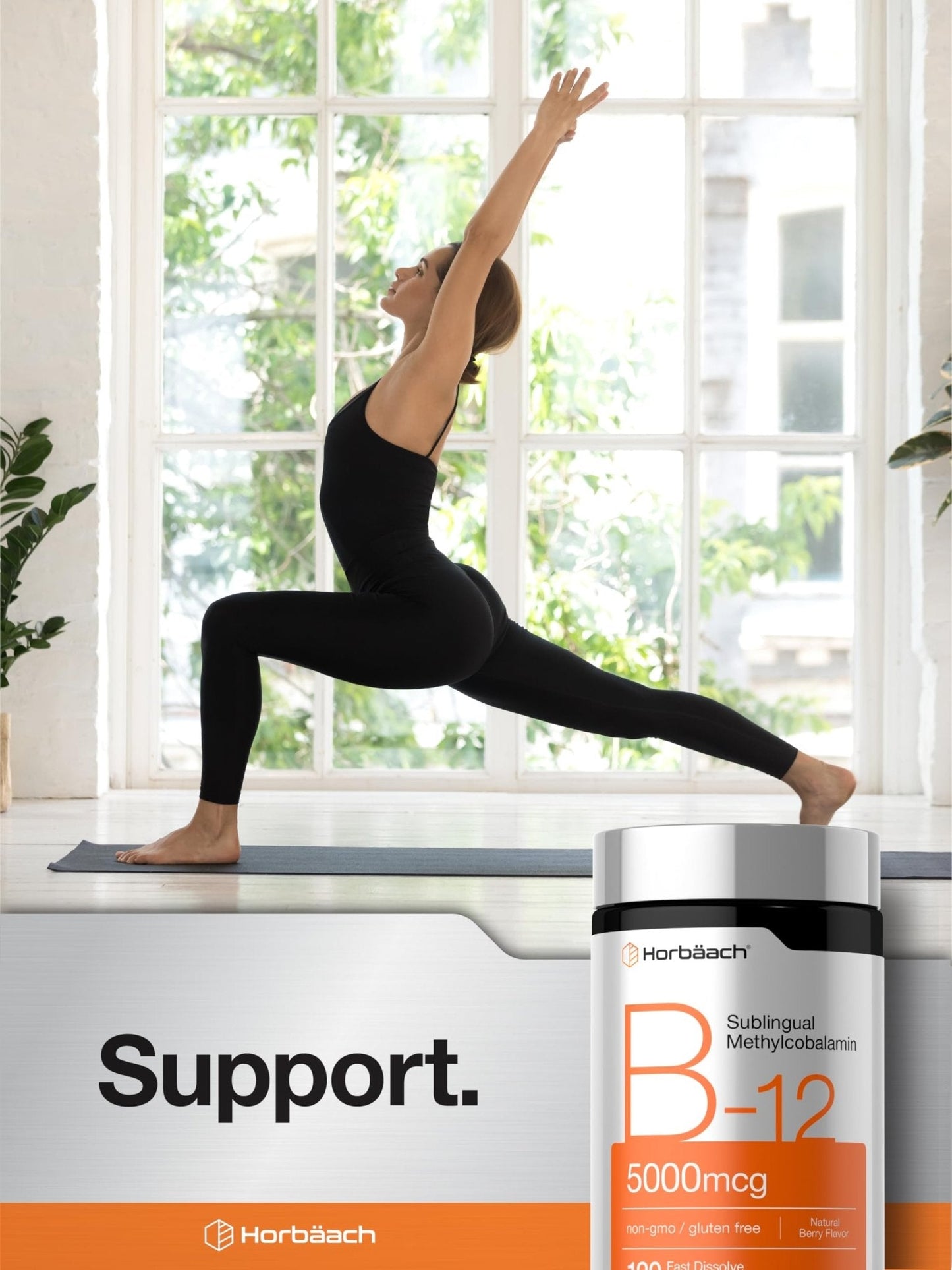 Horbäach B12 Vitamin 5000 mcg | 120 Fast Dissolve Tablets | Sublingual Methylcobalamin | Natural Berry Flavor | Vegan, Non-GMO - Maple Wellness Supplements