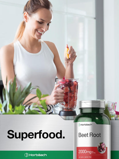 Horbäach Beet Root Powder Capsules | 220 Pills | Herbal Extract | Non-GMO, Gluten Free Supplement - Maple Wellness Supplements