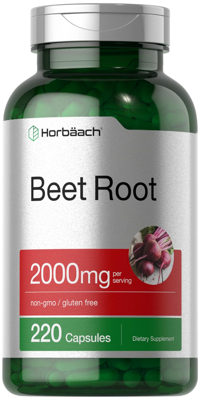 Horbäach Beet Root Powder Capsules | 220 Pills | Herbal Extract | Non-GMO, Gluten Free Supplement - Maple Wellness Supplements