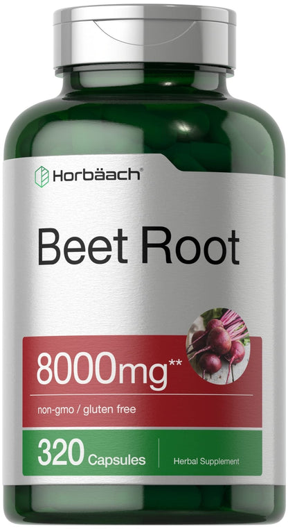 Horbäach Beet Root Powder Capsules | 320 Pills | Non-GMO, Gluten Free Formula | High Potency Herbal Extract Supplement - Maple Wellness Supplements