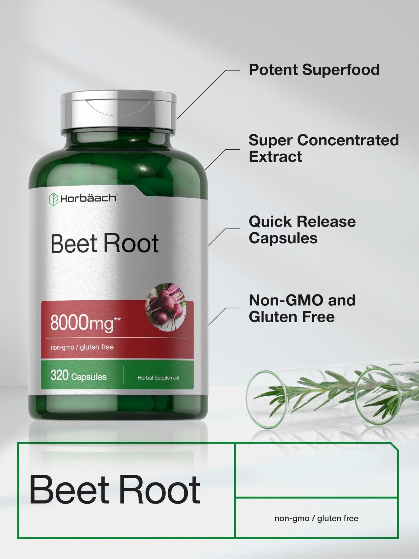 Horbäach Beet Root Powder Capsules | 320 Pills | Non-GMO, Gluten Free Formula | High Potency Herbal Extract Supplement - Maple Wellness Supplements