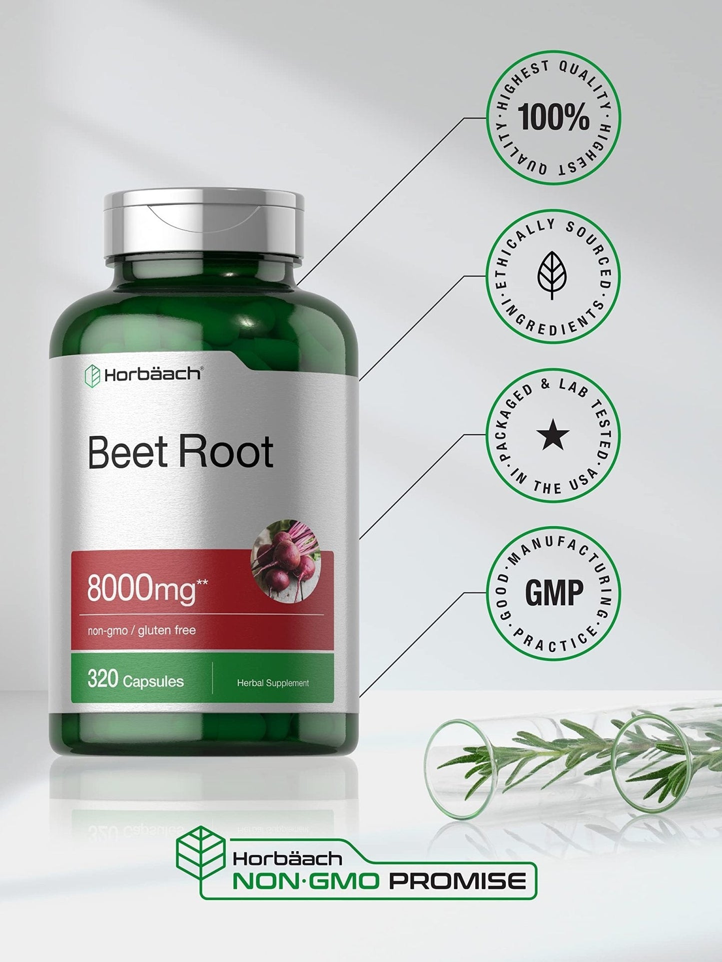 Horbäach Beet Root Powder Capsules | 320 Pills | Non-GMO, Gluten Free Formula | High Potency Herbal Extract Supplement - Maple Wellness Supplements