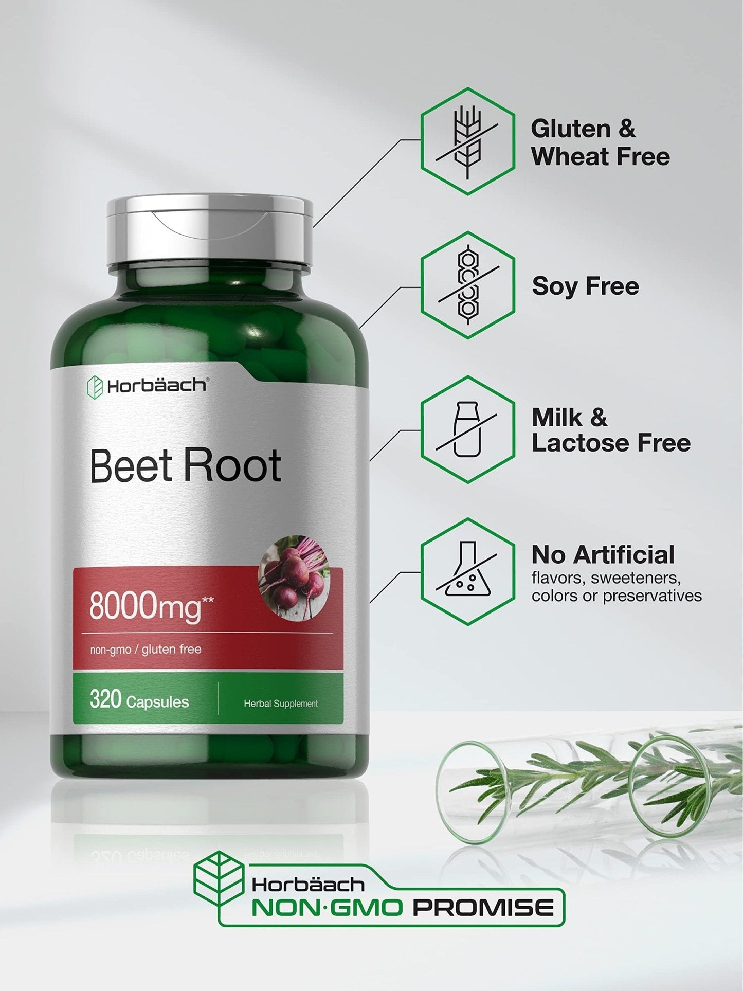 Horbäach Beet Root Powder Capsules | 320 Pills | Non-GMO, Gluten Free Formula | High Potency Herbal Extract Supplement - Maple Wellness Supplements